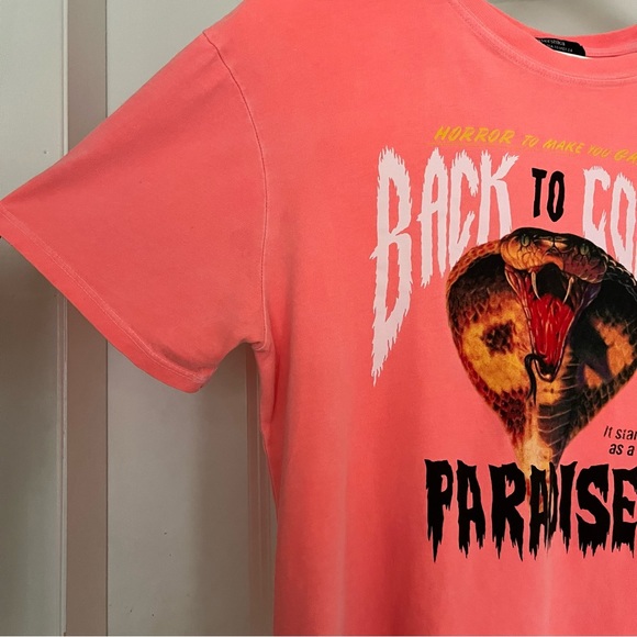 Neon peach/orange snake (cobra) t shirt. Size XS made in turkey. 100% cotton - Picture 4 of 10